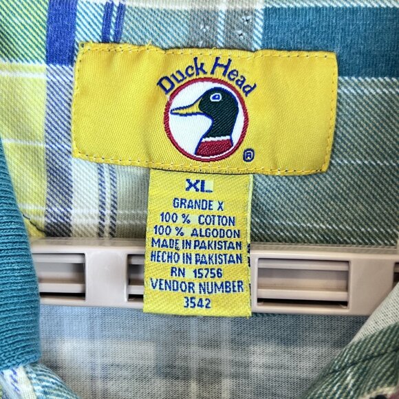 Duck Head Polo Shirt Mens XL Plaid Multicolor Short Sleeve 90s Classic Preppy - Picture 7 of 8